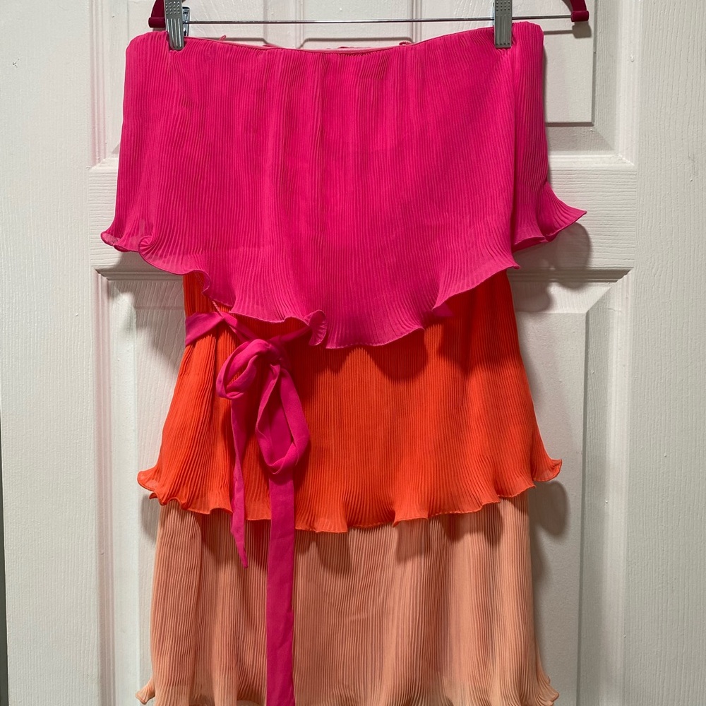 Vibrant Pink and Orange Layered Dress